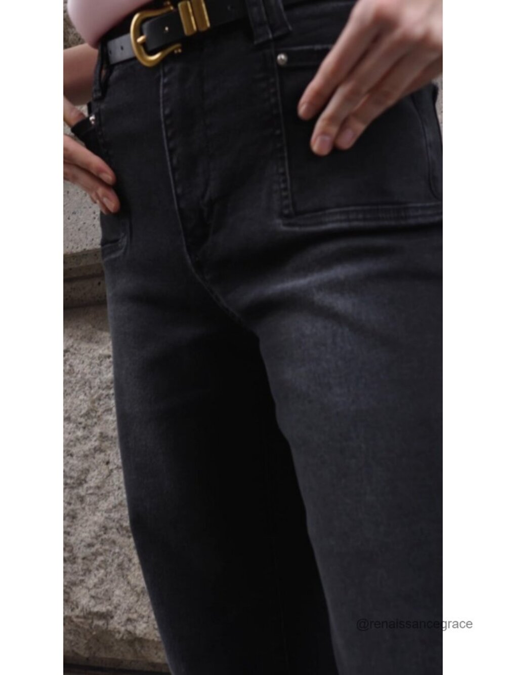 High Waisted Cropped Straight Leg Jeans Raw Hem Stretch Denim Pants - Picture 6 of 6